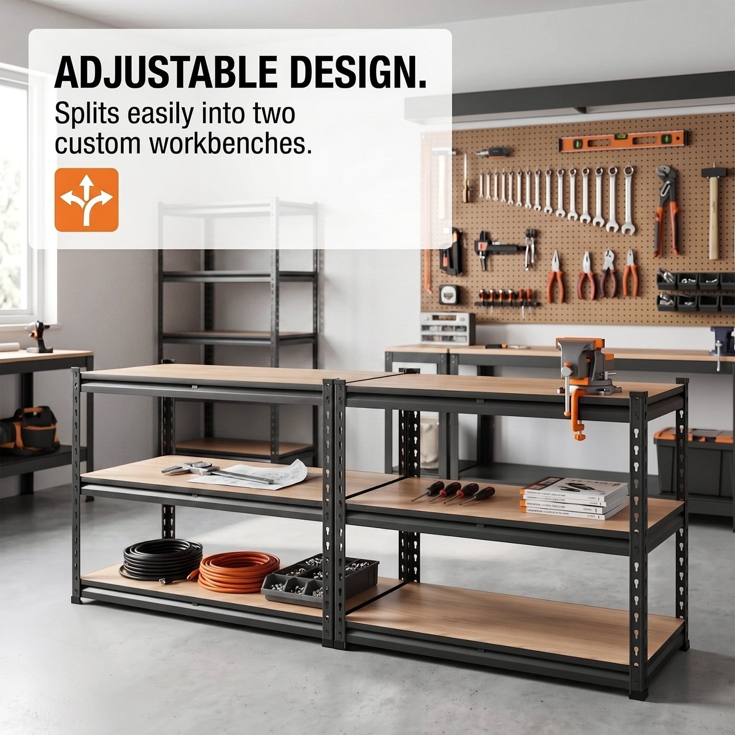 RigidSpan 5 - Tier Adjustable Metal Shelving Unit – Black, 72" x 35.5" x 15.8" - RigidSpan