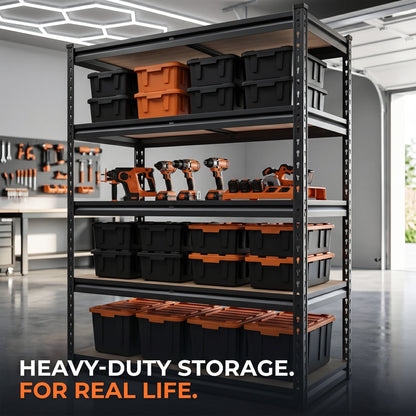 RigidSpan 5 - Tier Adjustable Metal Shelving Unit – Black, 72" x 35.5" x 15.8" - RigidSpan