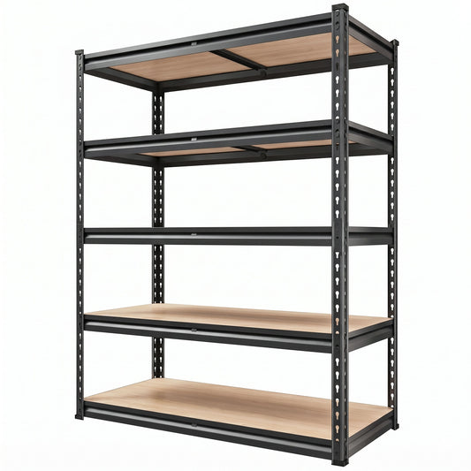 RigidSpan 5 - Tier Adjustable Metal Shelving Unit – Black, 72" x 35.5" x 15.8" - RigidSpan