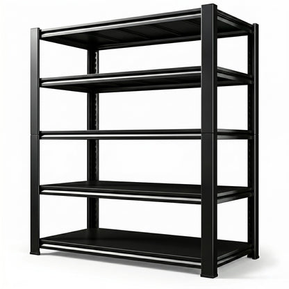 RigidSpan 5 - Tier Boltless Metal Shelving Unit – Black, 71.5 x 40 x 16 in - RigidSpan