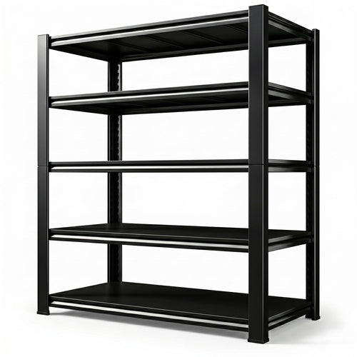 RigidSpan 5 - Tier Boltless Metal Shelving Unit – Black, 71.5 x 40 x 16 in - RigidSpan