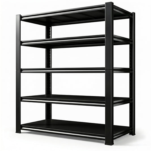 RigidSpan 5 - Tier Boltless Metal Shelving Unit – Black, 71.5 x 40 x 16 in - RigidSpan