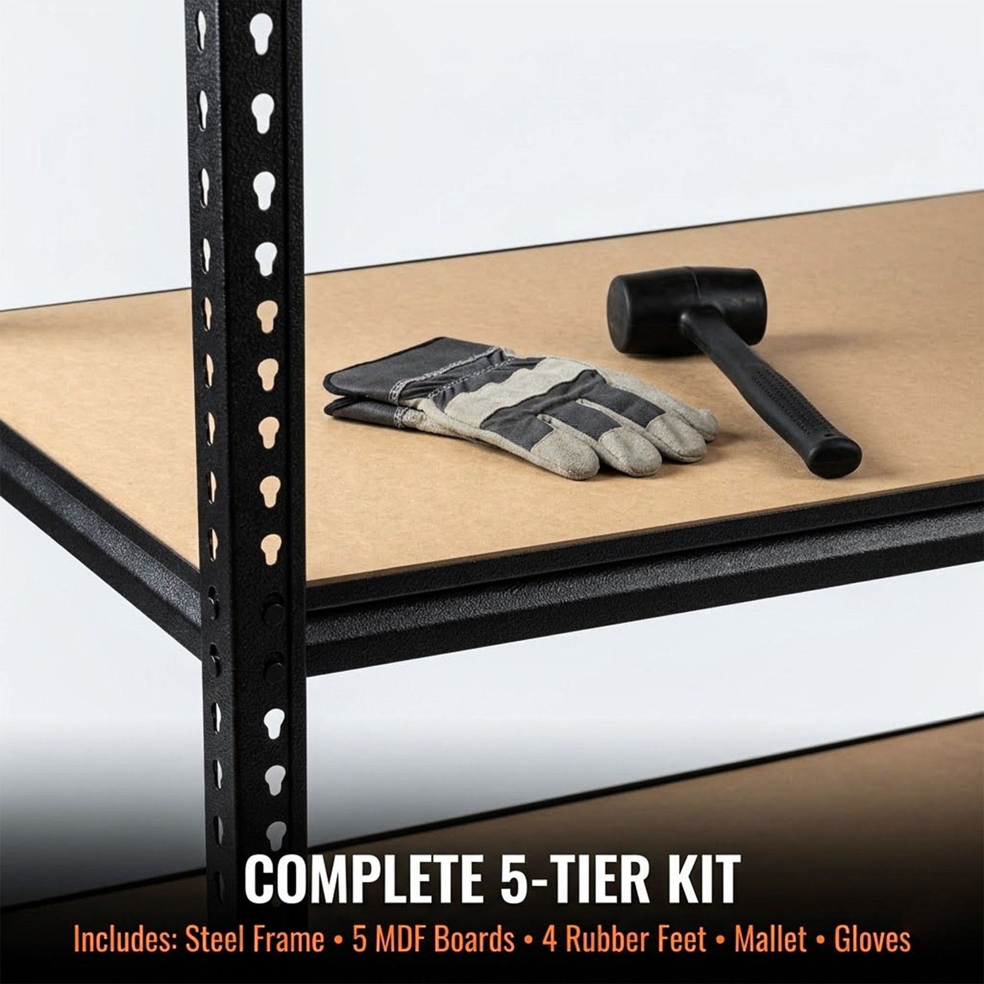 RigidSpan 5 - Tier Extra - Wide Metal Garage Shelving Unit – Black, 72 x 40 x 20 in - RigidSpan