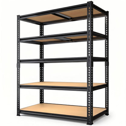 RigidSpan 5 - Tier Extra - Wide Metal Garage Shelving Unit – Black, 72 x 40 x 20 in - RigidSpan