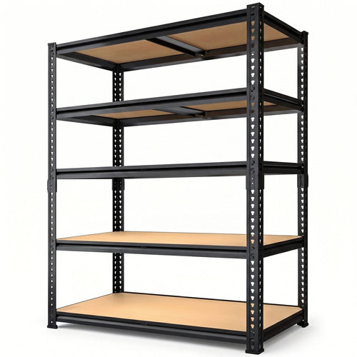 RigidSpan 5 - Tier Extra - Wide Metal Garage Shelving Unit – Black, 72 x 40 x 20 in - RigidSpan