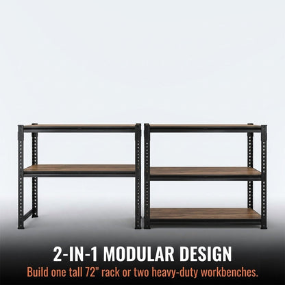 RigidSpan 5 - Tier Extra - Wide Metal Garage Shelving Unit – Black, 72 x 40 x 20 in - RigidSpan