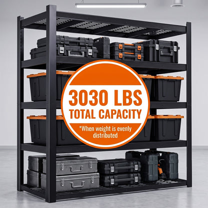 RigidSpan 5 - Tier Extra - Wide Metal Storage Rack – Black, 72 x 62 x 24 in - RigidSpan