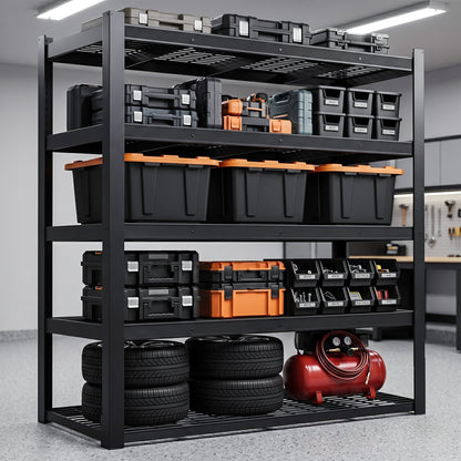 RigidSpan 5 - Tier Extra - Wide Metal Storage Rack – Black, 72 x 62 x 24 in - RigidSpan