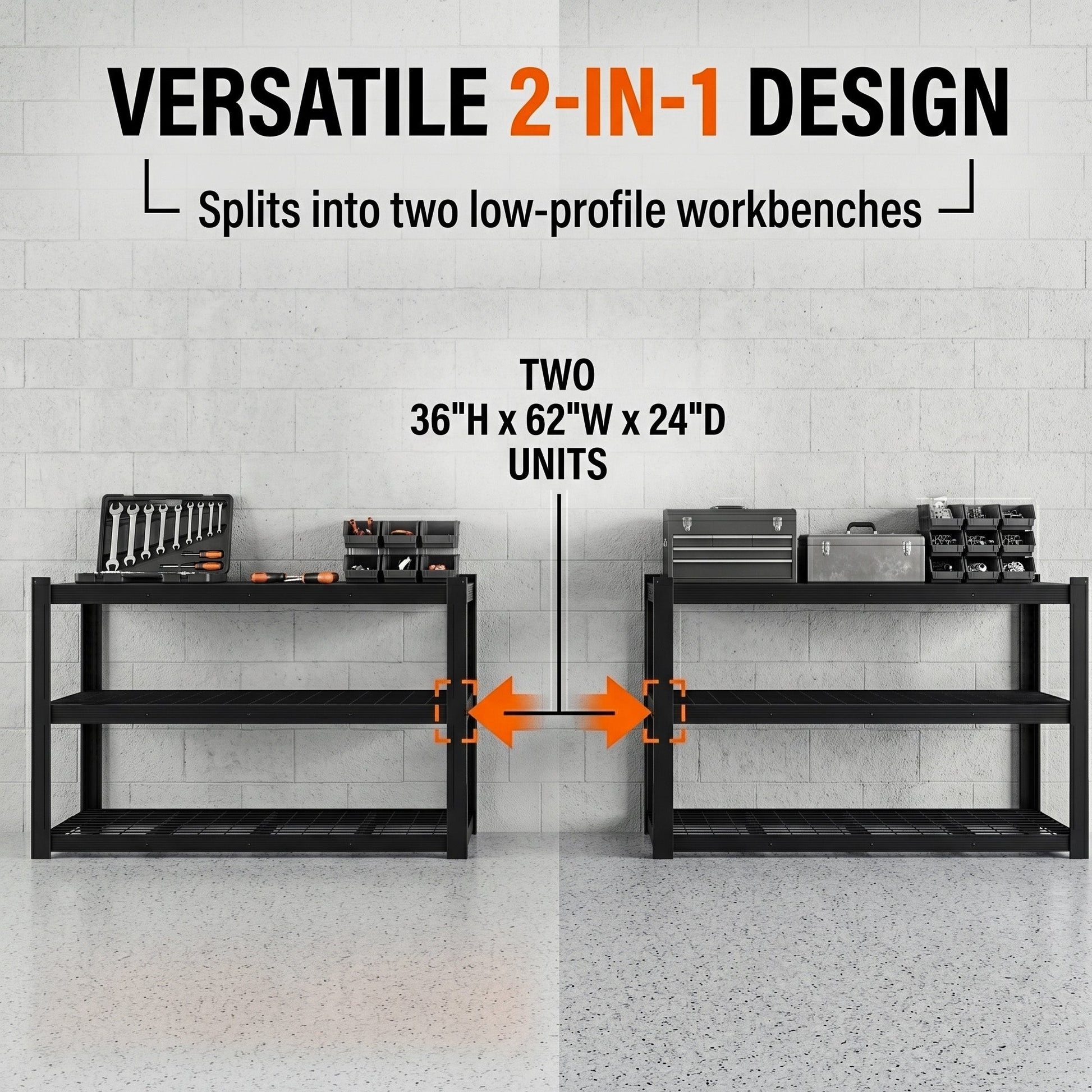 RigidSpan 5 - Tier Extra - Wide Metal Storage Rack – Black, 72 x 62 x 24 in - RigidSpan
