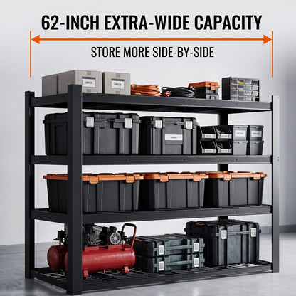 RigidSpan 5 - Tier Extra - Wide Metal Storage Rack – Black, 72 x 62 x 24 in - RigidSpan