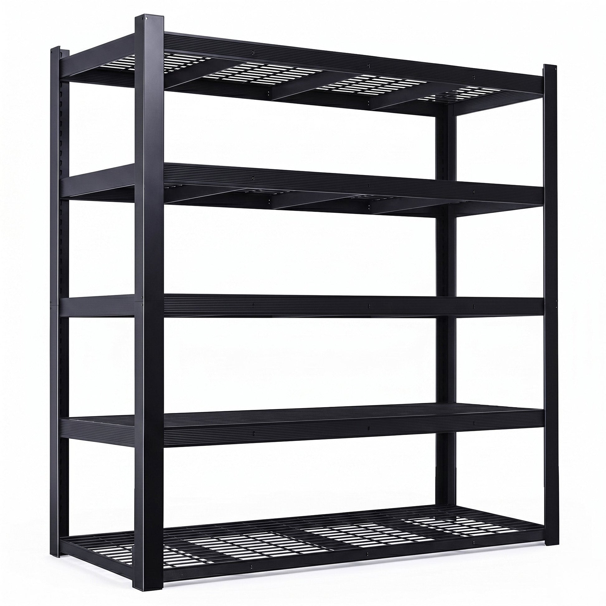 RigidSpan 5 - Tier Extra - Wide Metal Storage Rack – Black, 72 x 62 x 24 in - RigidSpan