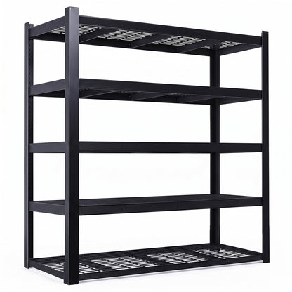 RigidSpan 5 - Tier Extra - Wide Metal Storage Rack – Black, 72 x 62 x 24 in - RigidSpan