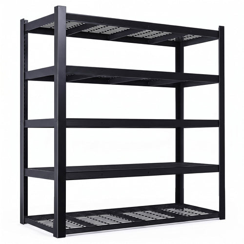 RigidSpan 5 - Tier Extra - Wide Metal Storage Rack – Black, 72 x 62 x 24 in - RigidSpan