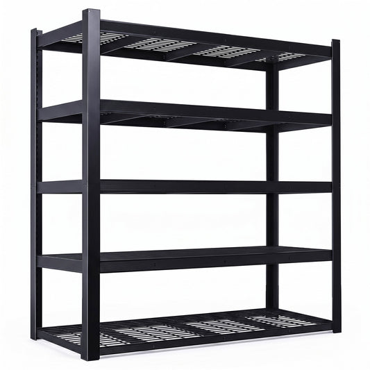 RigidSpan 5 - Tier Extra - Wide Metal Storage Rack – Black, 72 x 62 x 24 in - RigidSpan